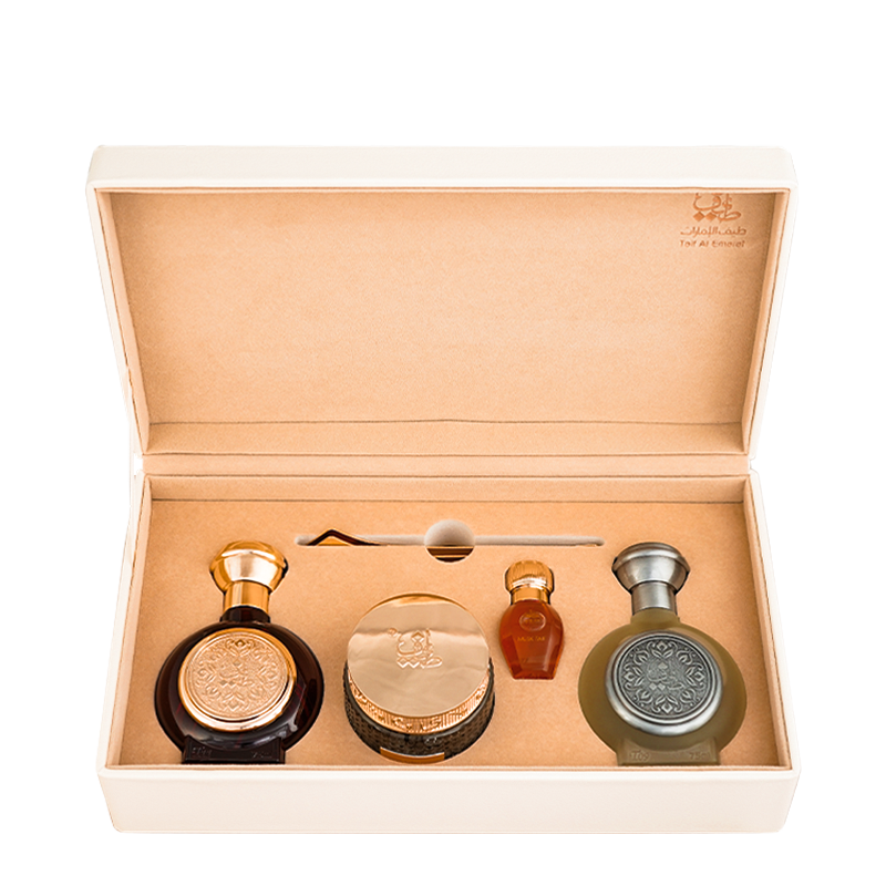 fine gift box with perfumes, arabian oriental oil and Bakhoor, Taif Essentials Set - best eid gift for wife in uae