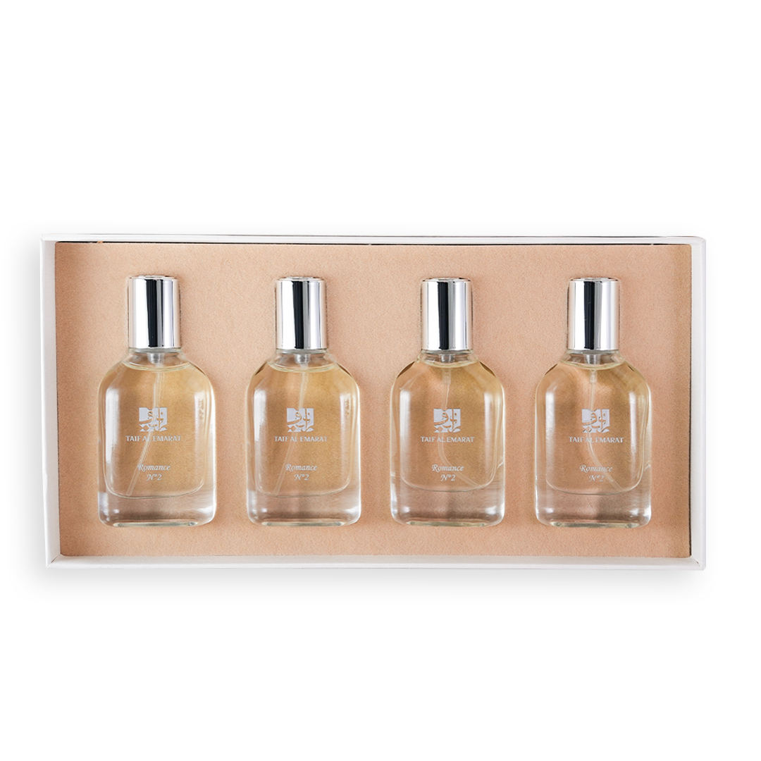 Gift box holding four romance perfumes - Gift Set 4 Pieces From Romance Collection 15ml - best wedding anniversary gift for wife