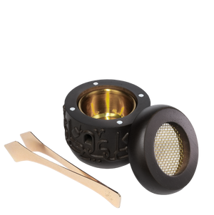 Bakhoor burner with open lid and tongs, Taif Letters Incense Burner - best bakhoor burner in dubai