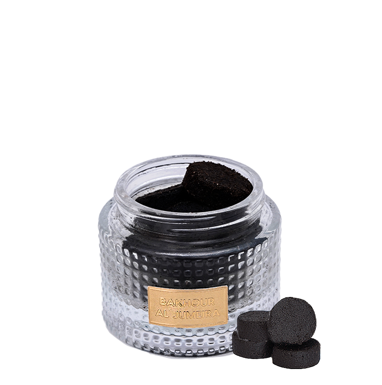Open jar with oud bakhoor scattered inside, Bakhoor Al Jumeira 9Pcs - best bakhoor dubai