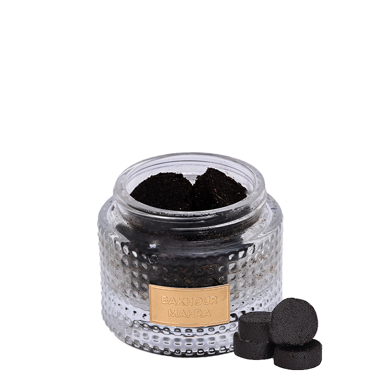 Open jar revealing oud bakhoor pieces, Bakhoor Mahra 9Pcs - elegant fragrant bakhoor oud in uae