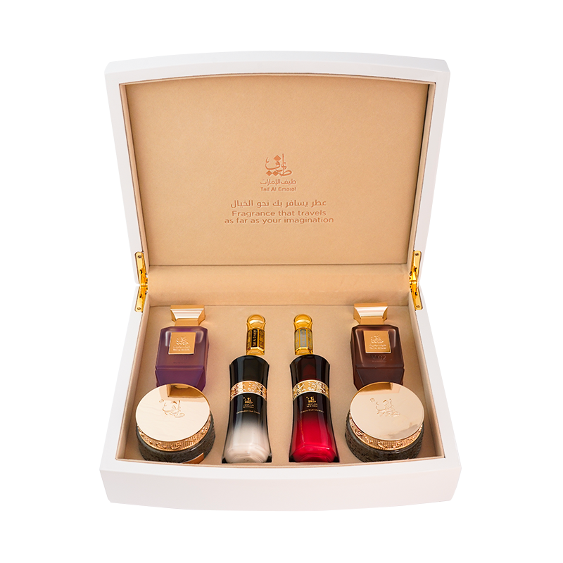 Luxury gift box with perfumes, Bakhoor, arabian oriental oil, and all over body mist - Commandos Collection - luxury women perfume gift set in uae
