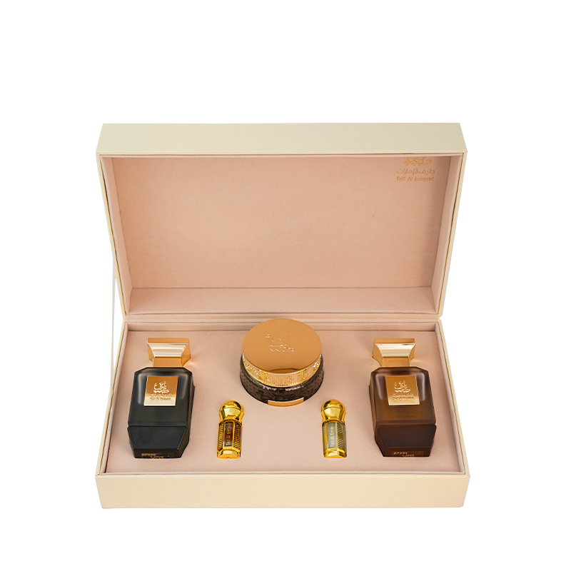 Luxury gift box holding perfumes Bakhoor and oriental oils - Diwan Box 2 - elegant bakhoor and perfume gift box