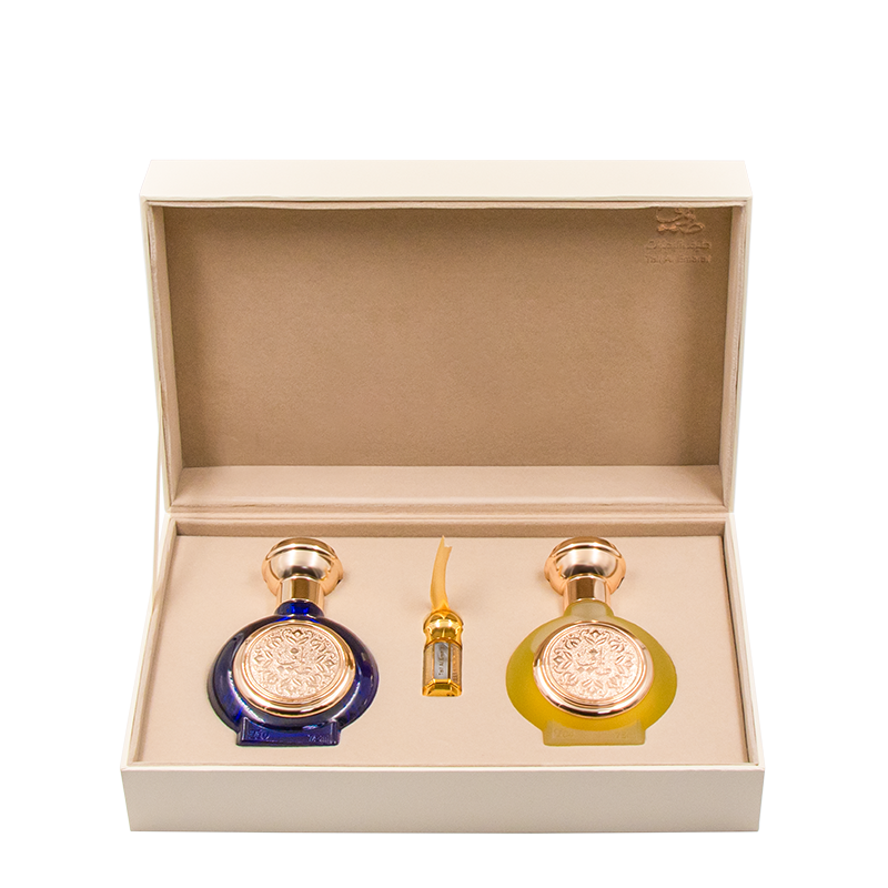 Luxury gift box holding two perfumes and oil, Elegance Box, best wedding gifts