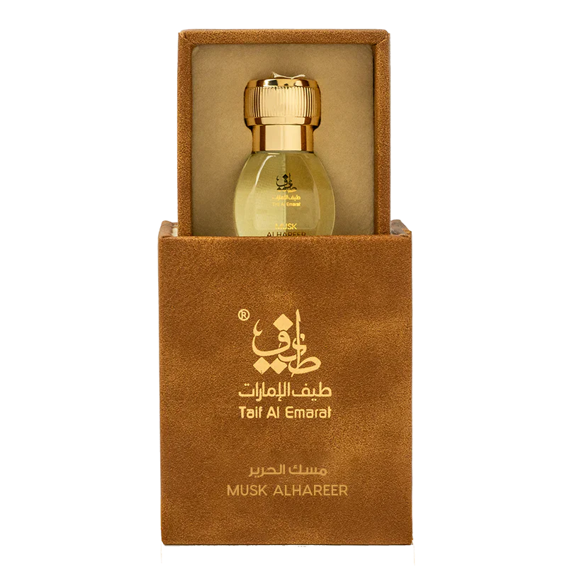زجاجة زيت مسك الحرير العطري 1 تولة داخل علبة مسك عربية أنيقة مبطنة - أفخم مسك في دبي