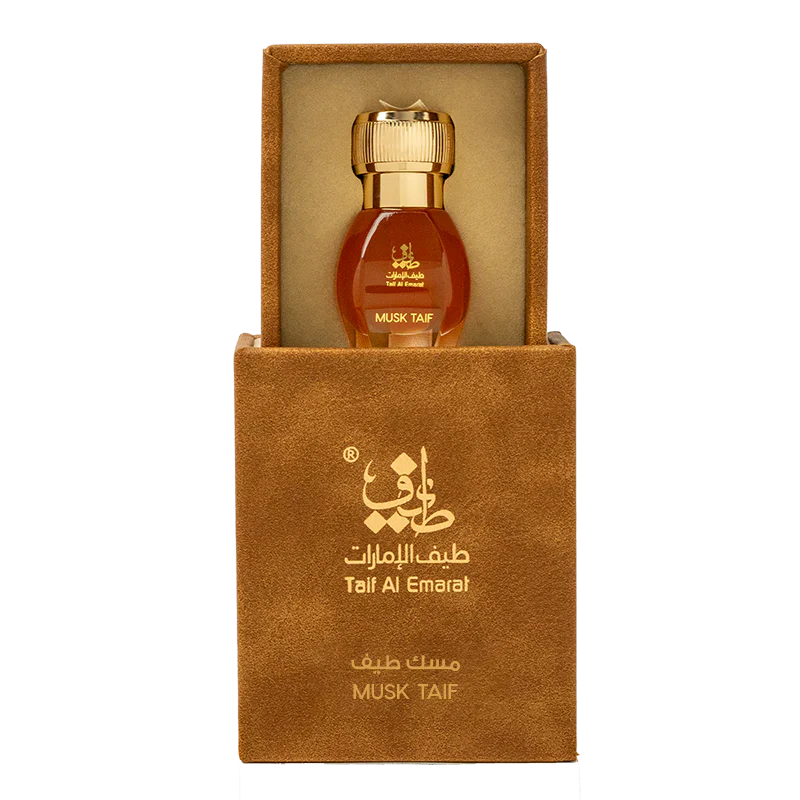 Musk Taif oriental oil bottle 1tola displayed in brown luxury box - best oud perfume oil in uae