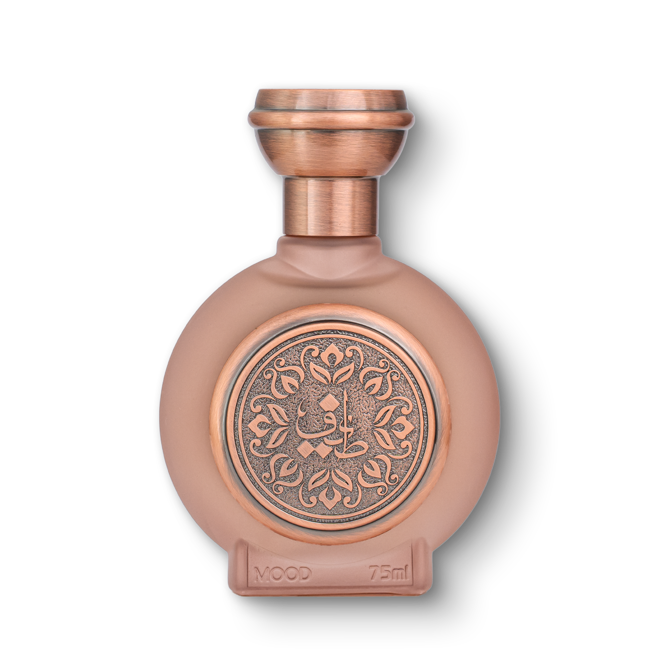 MOOD unisex perfume bottle 75ml from taif al emarat perfumes, elegant perfume bottle with golden embossed taif al emarat logo - intense vanilla perfume