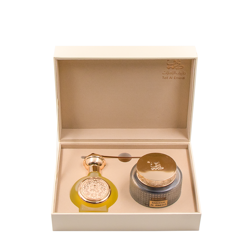 Gift box holding perfume Bakhoor and dipper, Personalized Gift Box 1, bakhoor and perfume gift box