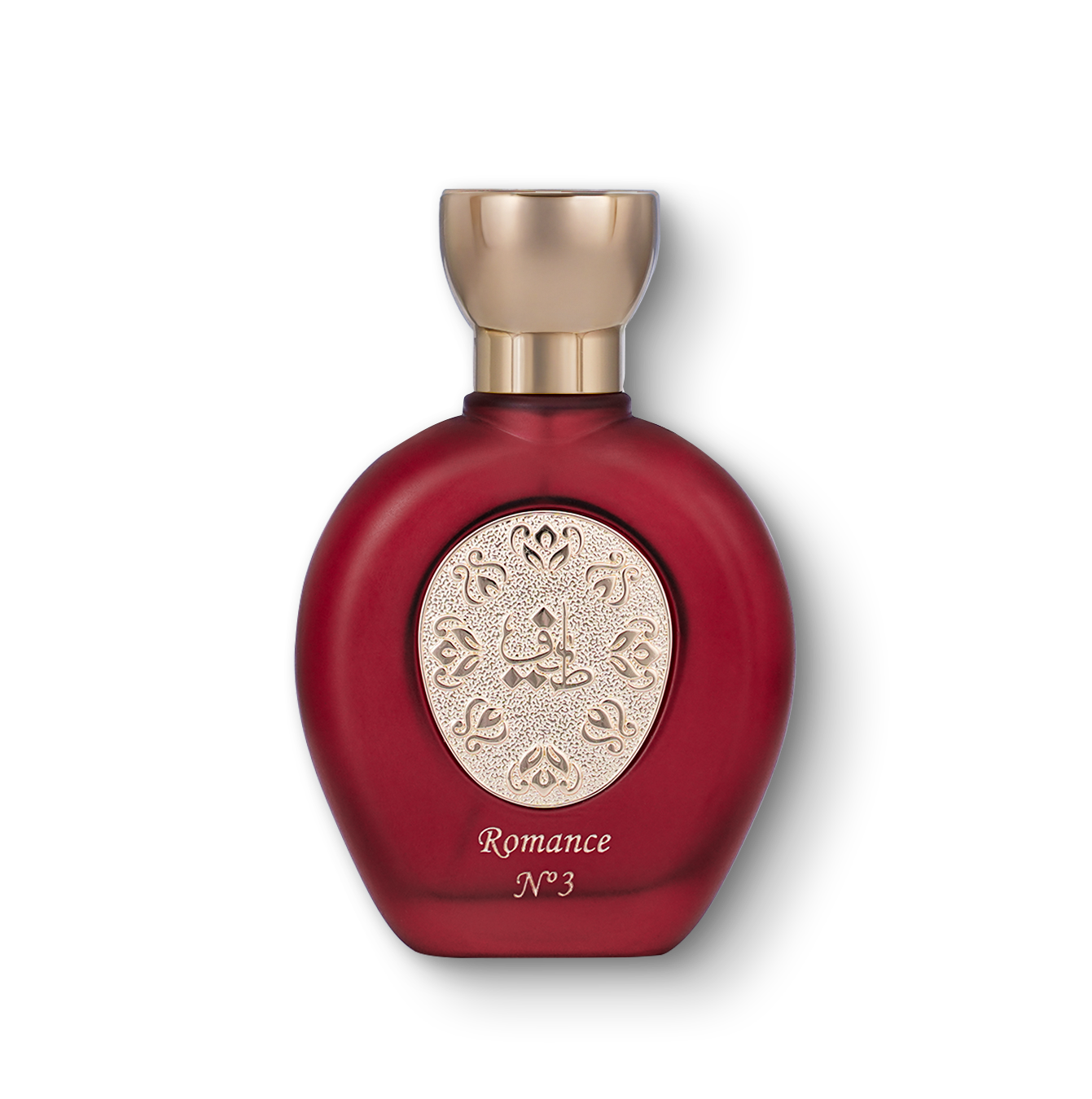 ROMANCE N°3 women's perfume bottle 75ml - maroon oval shaped luxury perfume bottle embossed with taif al emarat logo in golden color - best luxury women's perfume