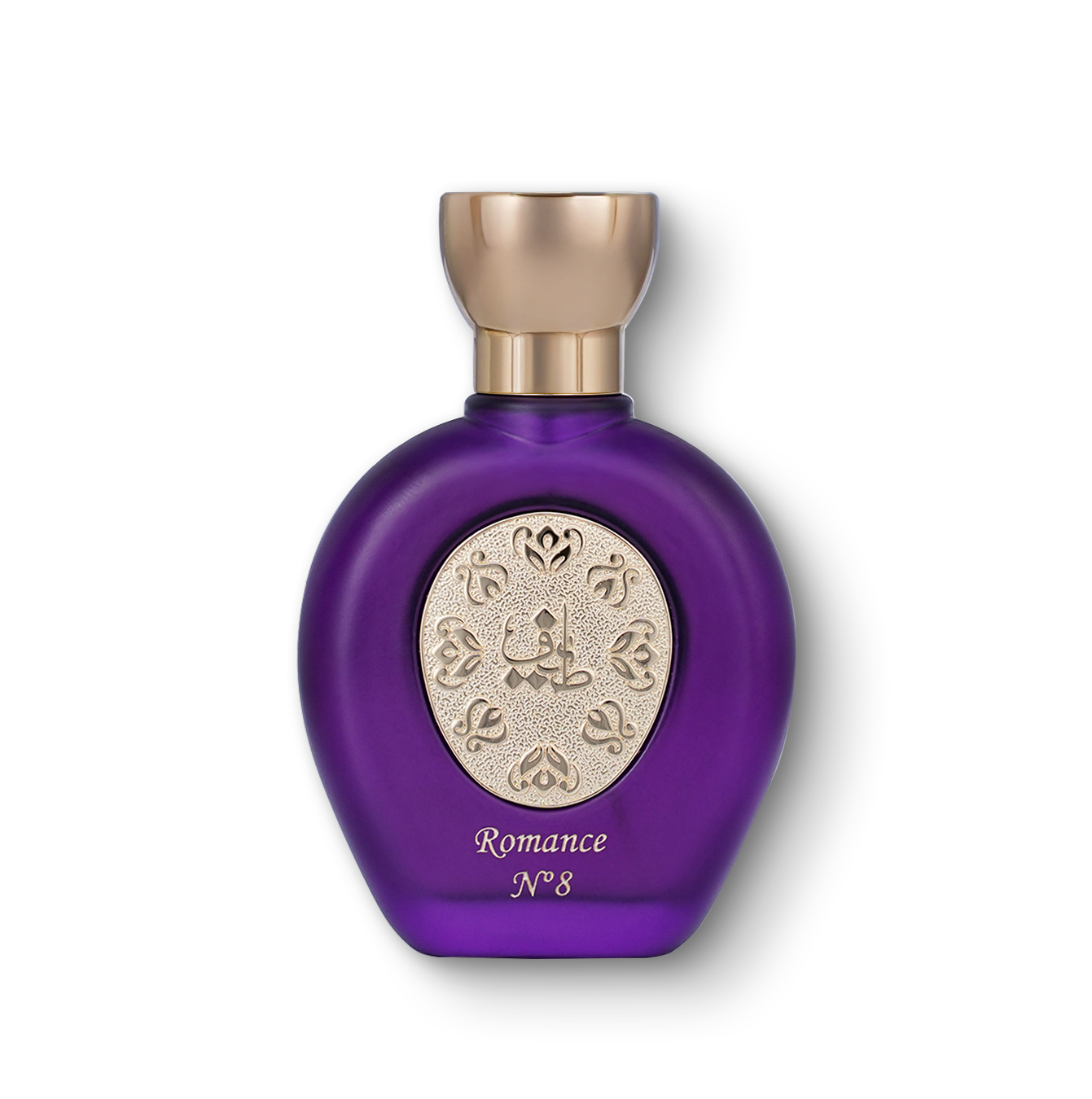 ROMANCE N°8 women's perfume bottle 75ml - purple oval shaped luxury perfume bottle embossed with taif al emarat logo in golden color - best perfume for women in dubai