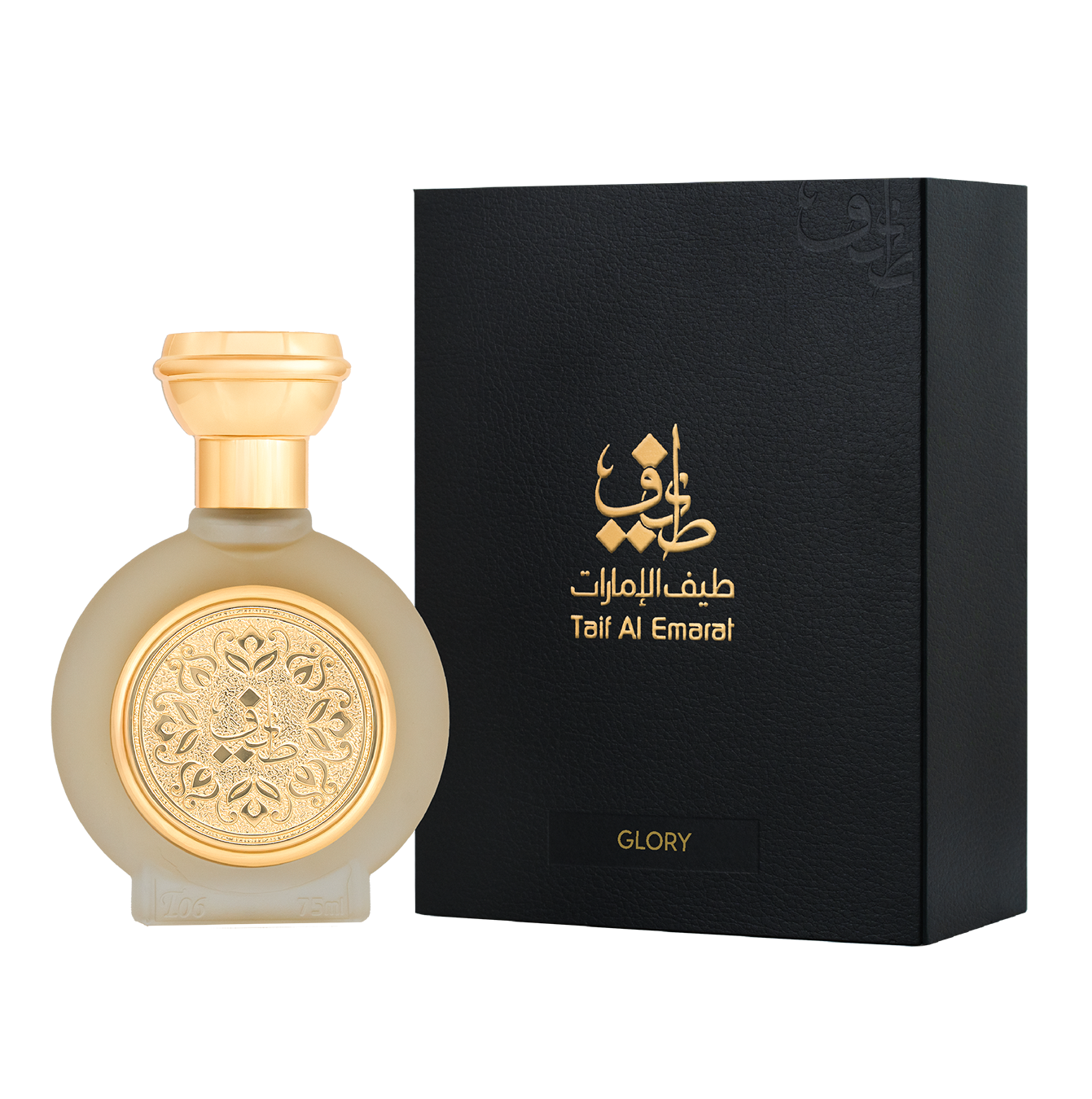 TAIF 06 unisex perfume bottle 75ml standing beside taif al emarat luxury black box - floral perfumes for ladies