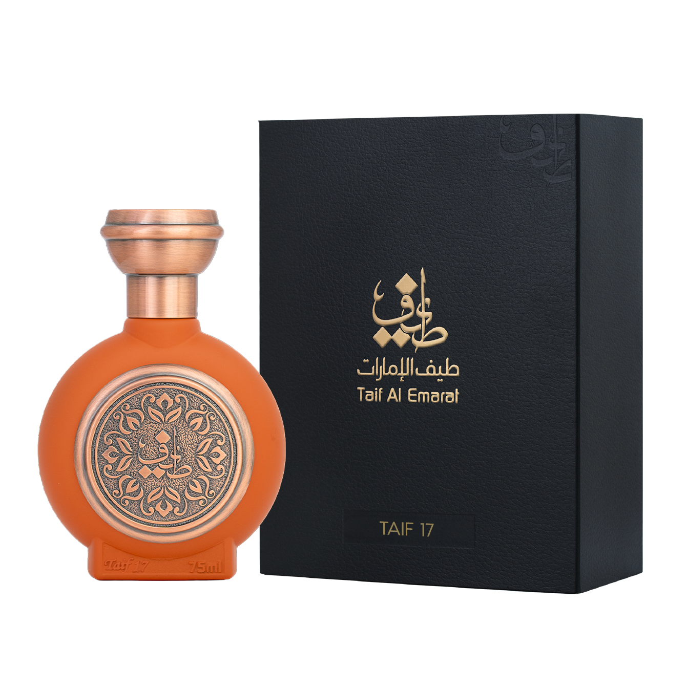 TAIF 17 perfume bottle 75ml beside a sleek black perfume box - amber perfume dubai