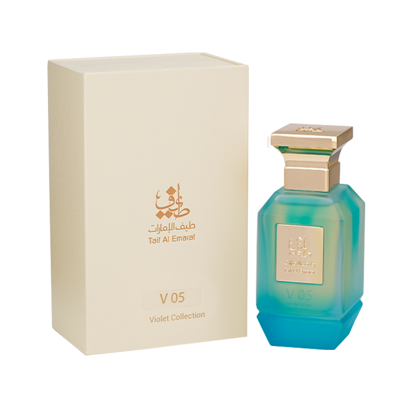 V05 men's perfume bottle 75ml standing beside luxury cream box with taif al emarat golden logo - musk perfume for men