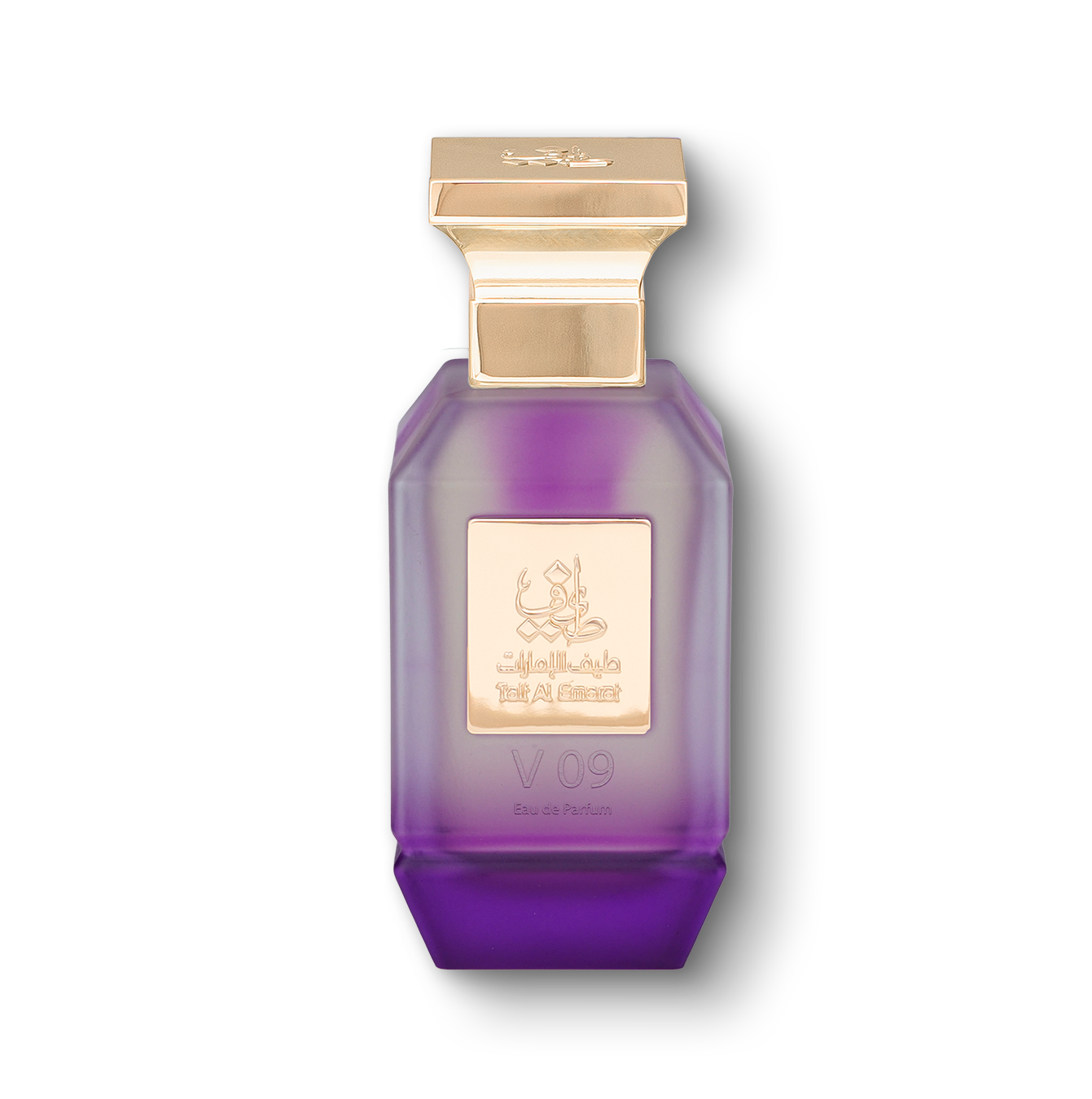 V09 women's perfume bottle 75ml with a golden plate embossed with taif al emarat logo - violet perfume