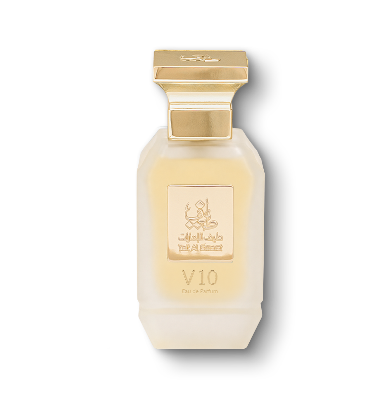 V10 unisex perfume bottle 75ml with a golden plate embossed with taif al emarat logo - best arabian oud fragrance in dubai