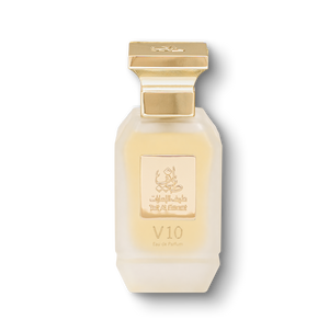 V10 unisex perfume bottle 75ml with a golden plate embossed with taif al emarat logo - best arabian oud fragrance in dubai