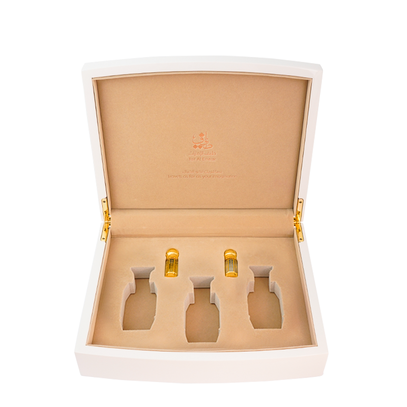 Luxury gift box holding oils with empty slots, Violet Collection - buy perfume gift sets in dubai
