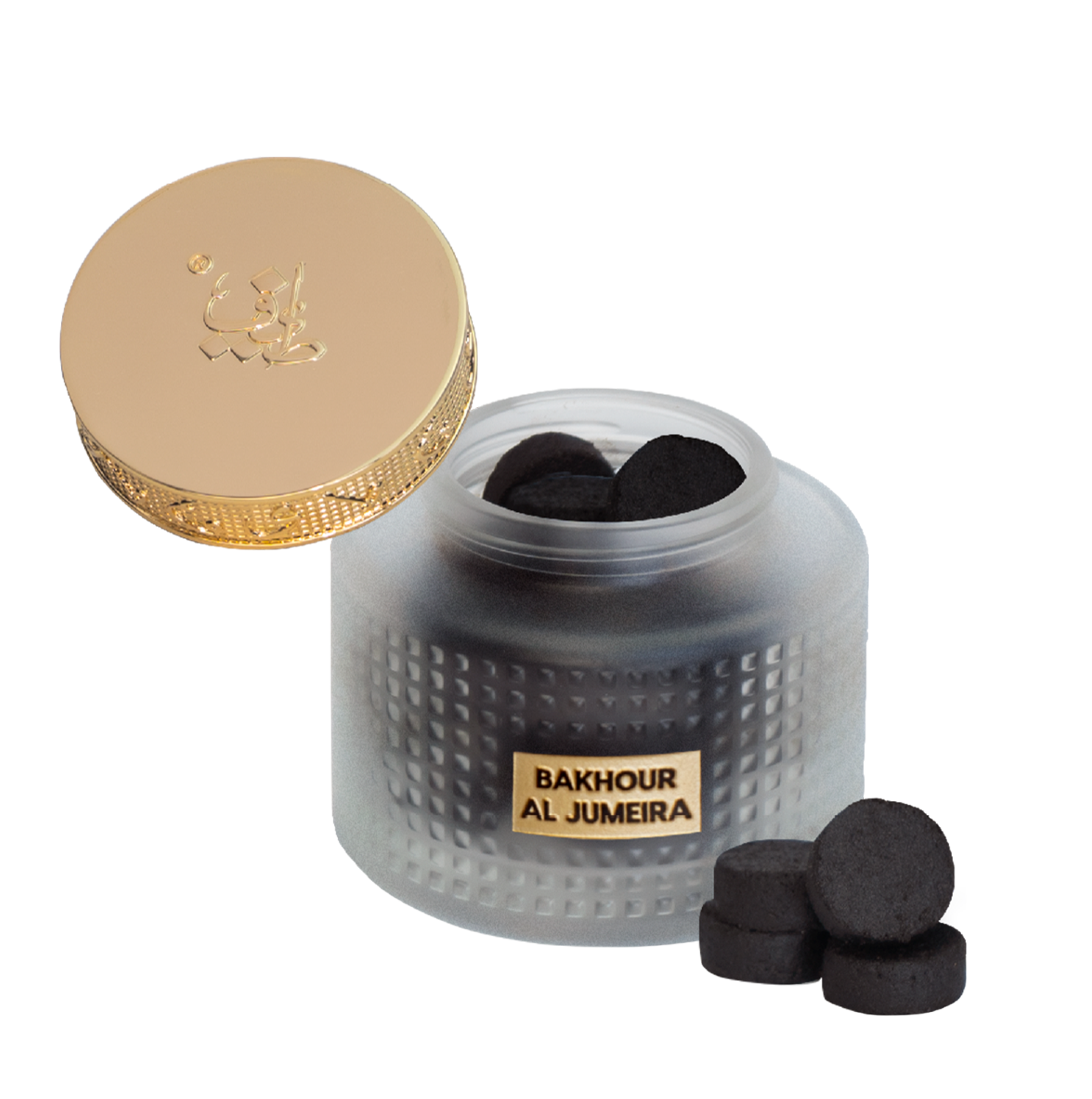 Open jar with oud bakhoor pieces, Bakhour Al Jumeira 22Pcs - elegant bakhoor UAE