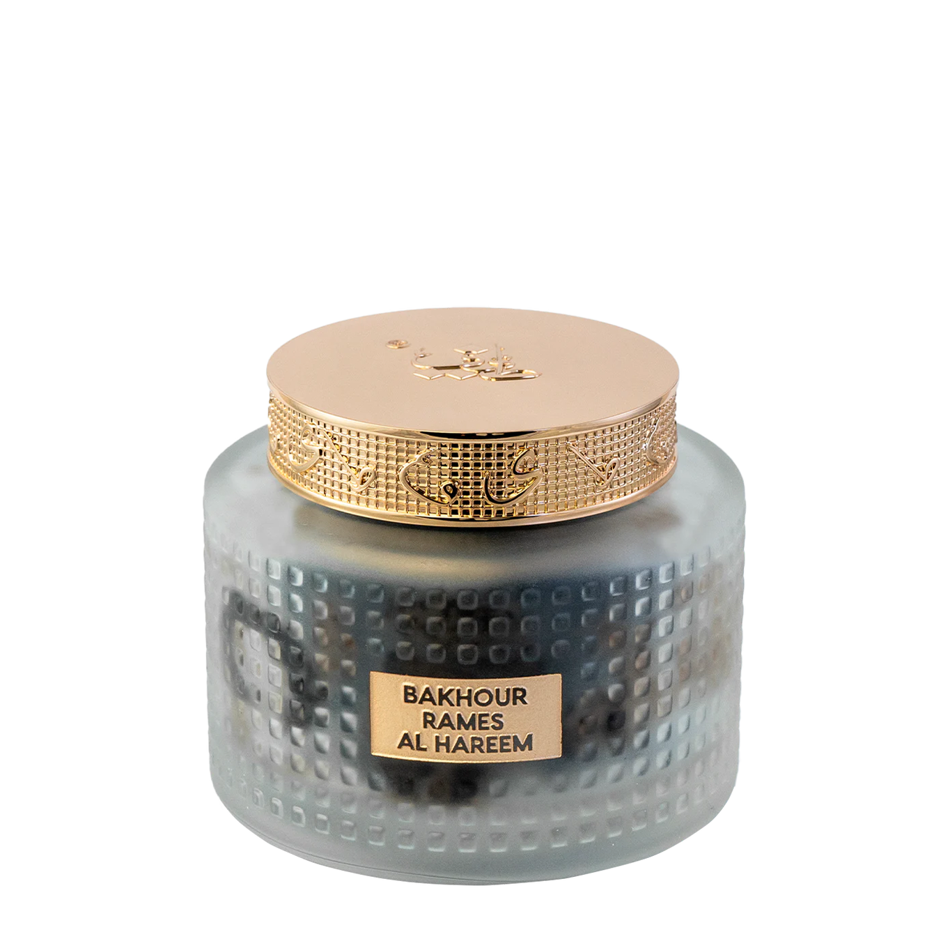 Oud bakhoor jar closed with gold lid, Rames Al Hareem 22Pcs - luxury oud bakhoor dubai