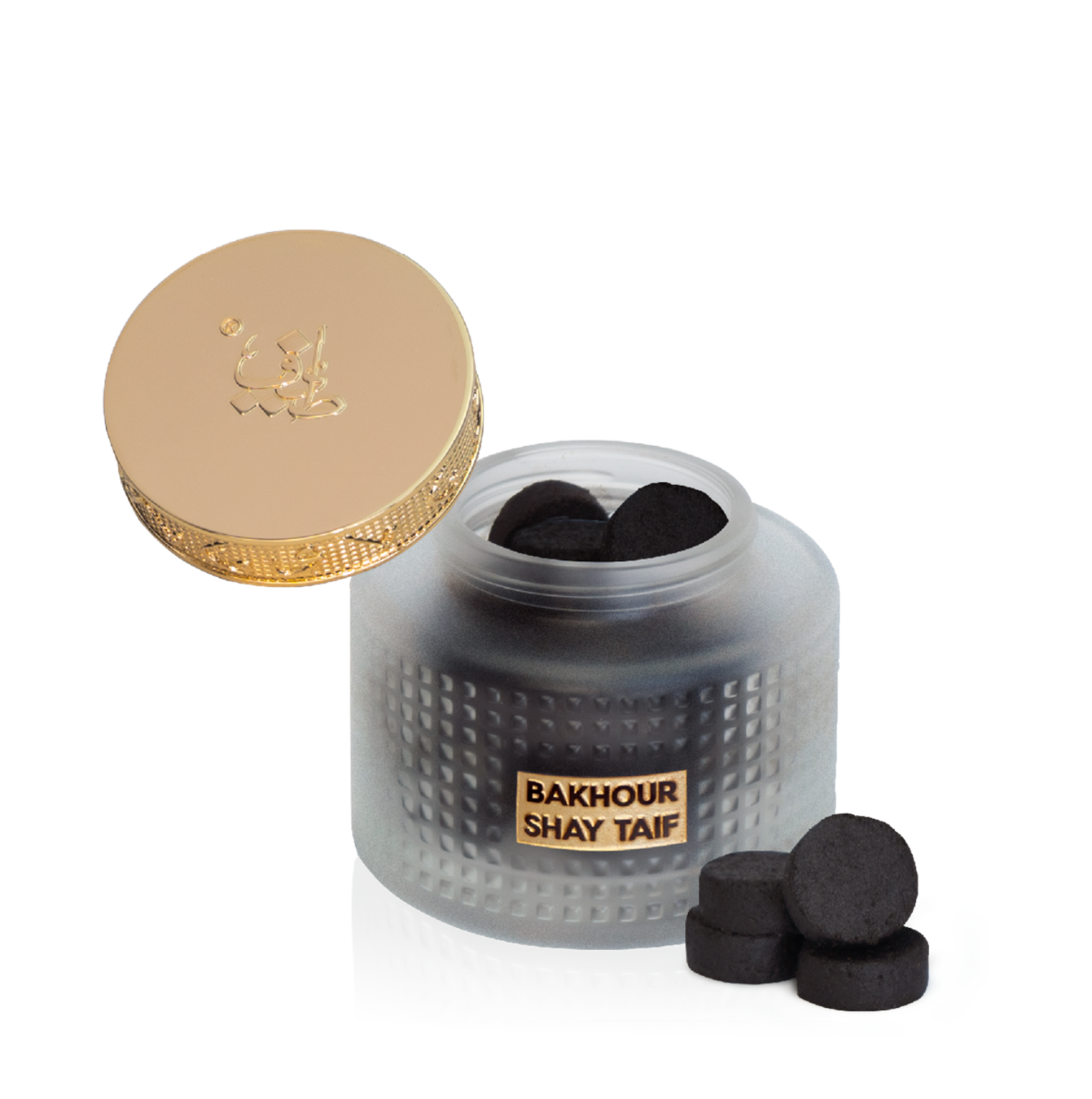 Open jar with oud bakhoor tablets - Bakhour Shay Taif 22Pcs - best bakhoor in uae