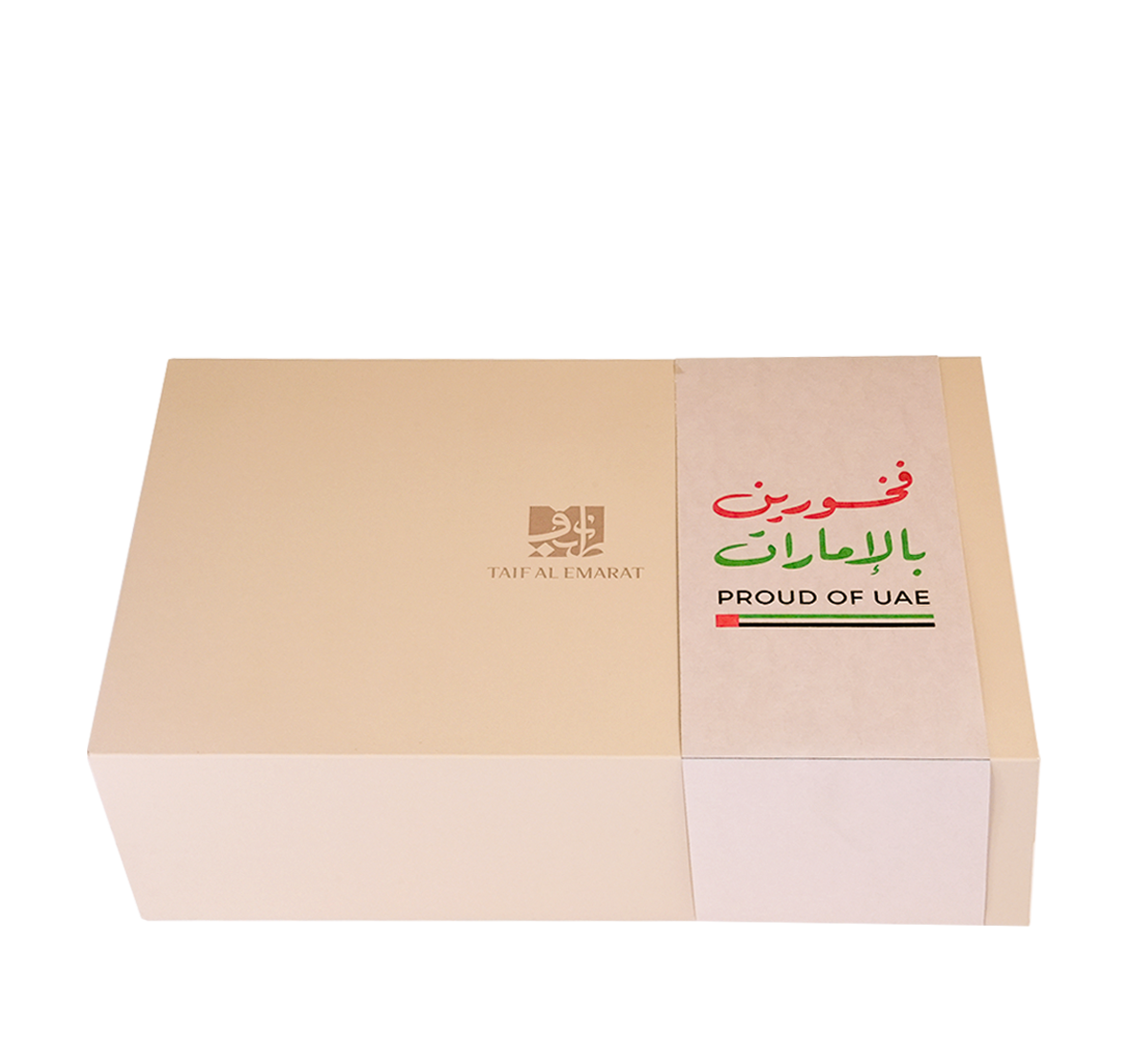 علبة هدايا كريمية فاخرة ملفوفة بشريط كرافت - عود نايتس - أفخم هدايا رجالي في أبو ظبي
