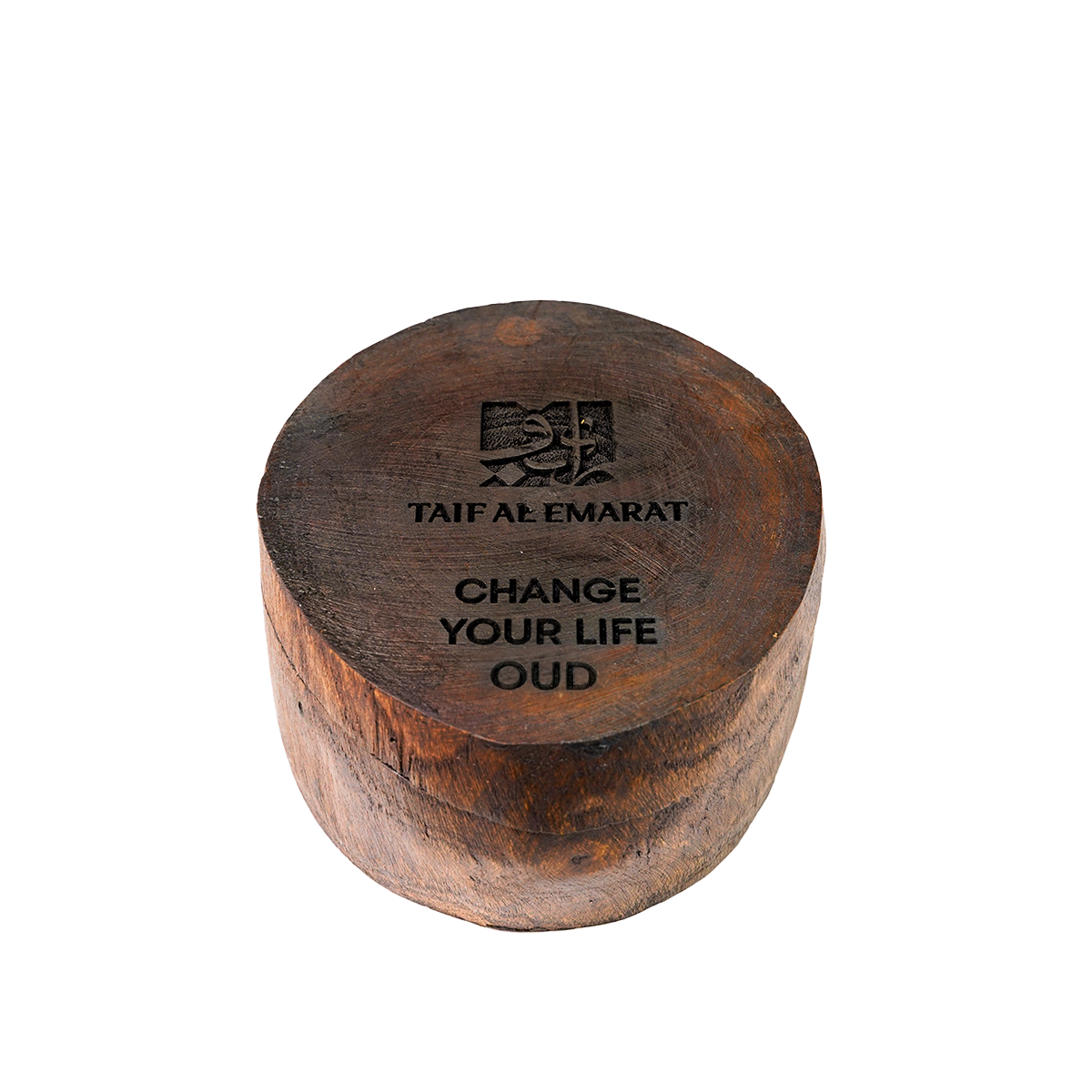 Rounded wooden bowl closed with oud bakhoor inside - bakhoor dukhoon - Change Your Life 36g - best oud wood chips in dubai
