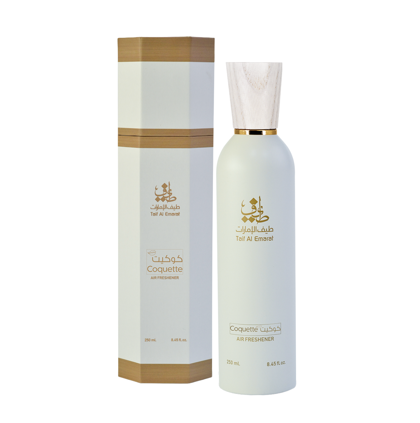 Coquette air freshener bottle 250ml beside sleek box, luxury air freshener for home