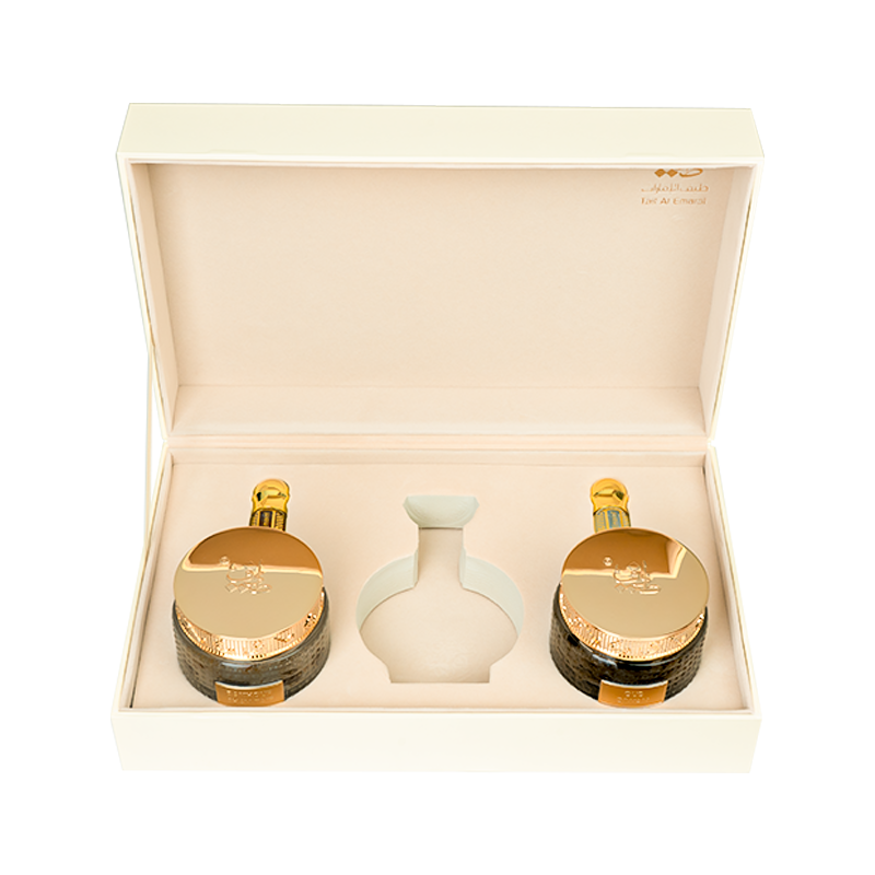 Gift box holding Bakhoor with empty center, Diwan Taif - fancy bakhoor and perfume gift box