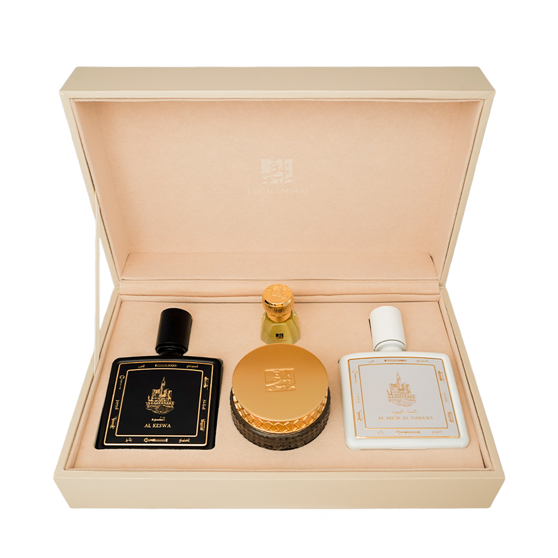 Luxury gift box holding perfumes, bakhoor and oriental oil, Al Keswa Box, graduation gifts for guys