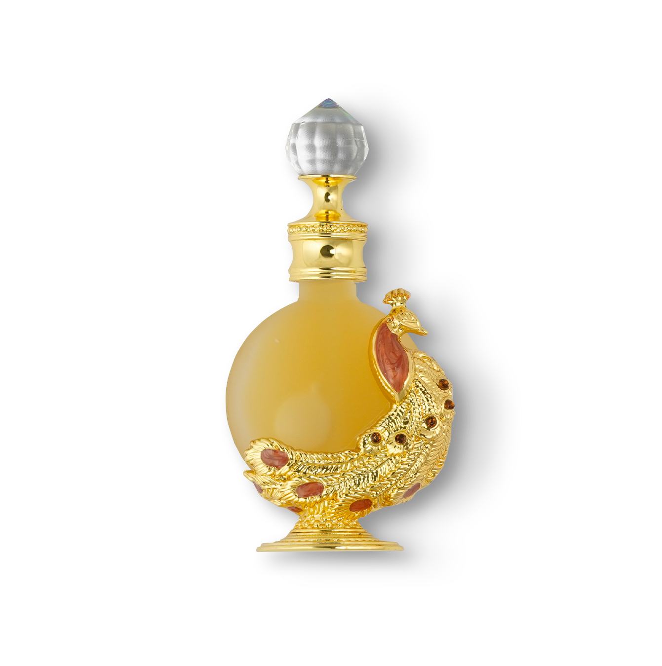 PEACOCK P003 oriental oil bottle 12ml with gold peacock design - luxury sandalwood oil in dubai