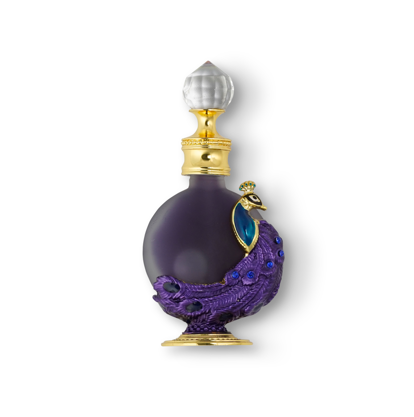 PEACOCK P007 oriental oil bottle 12ml with purple peacock design - luxury vanilla fragrance oil