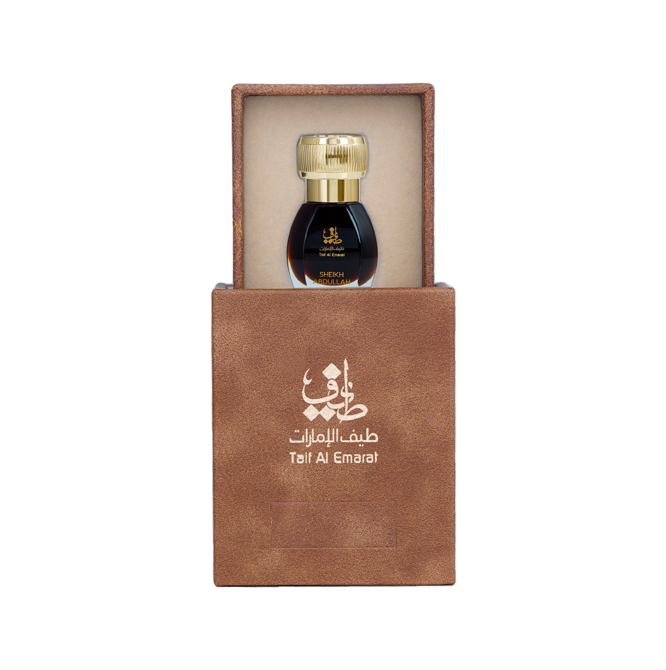 Sheikh Abdullah oriental oil bottle 1tola resting inside brown elegant box - best oud pure oil in uae