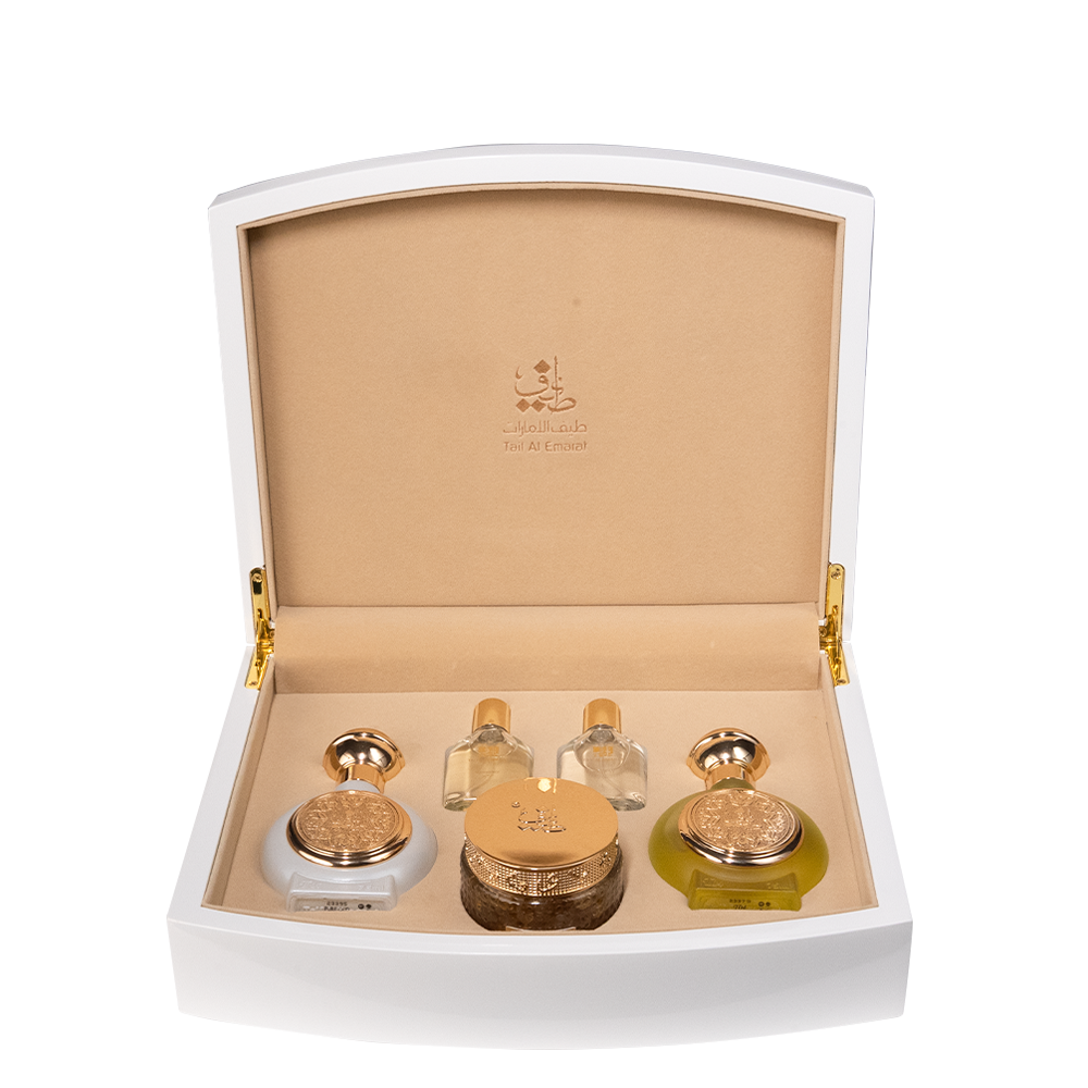 Luxury gift box holding perfumes Bakhoor and oils, Smart Box 25th wedding anniversary gifts