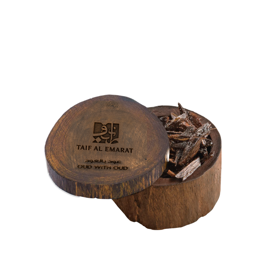 صندوق  خشبي دائري فاخر يحتوي على خشب العود - عود بالعود ( 12 جرام ) - أفخم عود بخور معطر في العالم