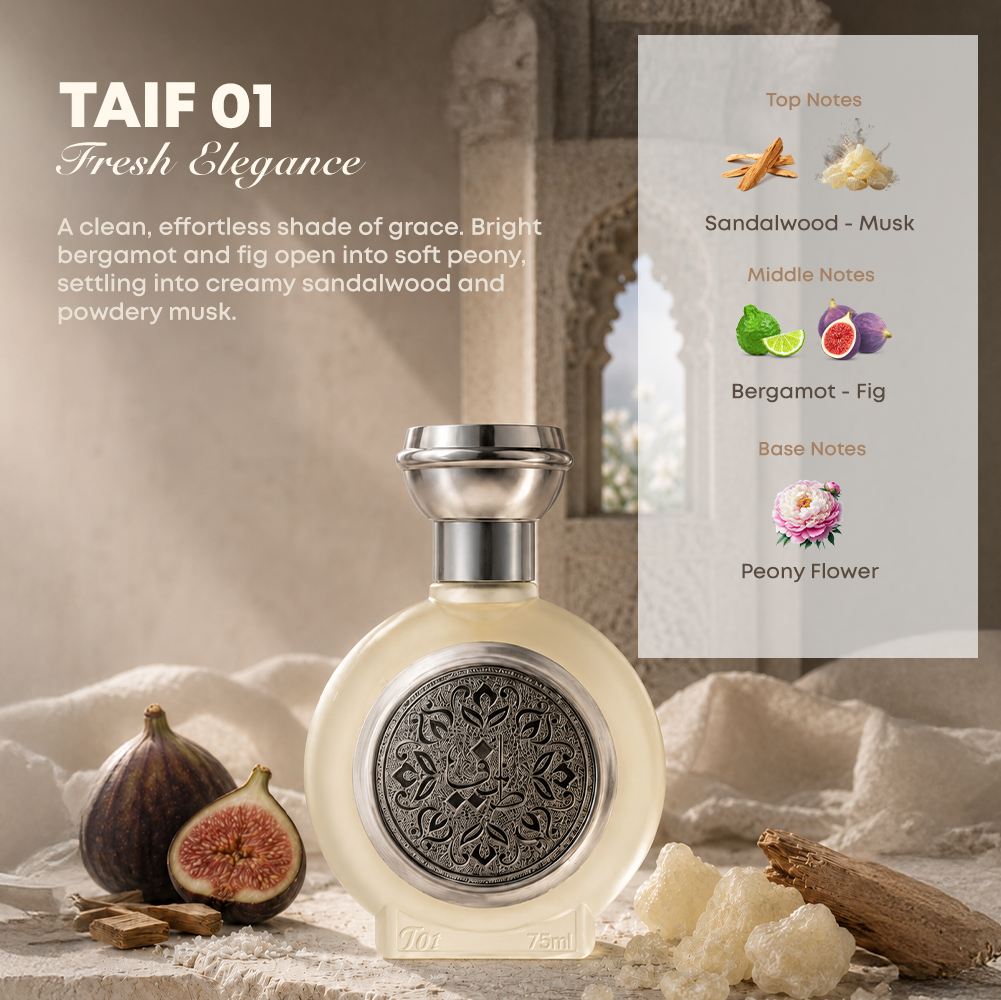 TAIF 01 unisex perfume bottle 75ml on marble, fragrance uae