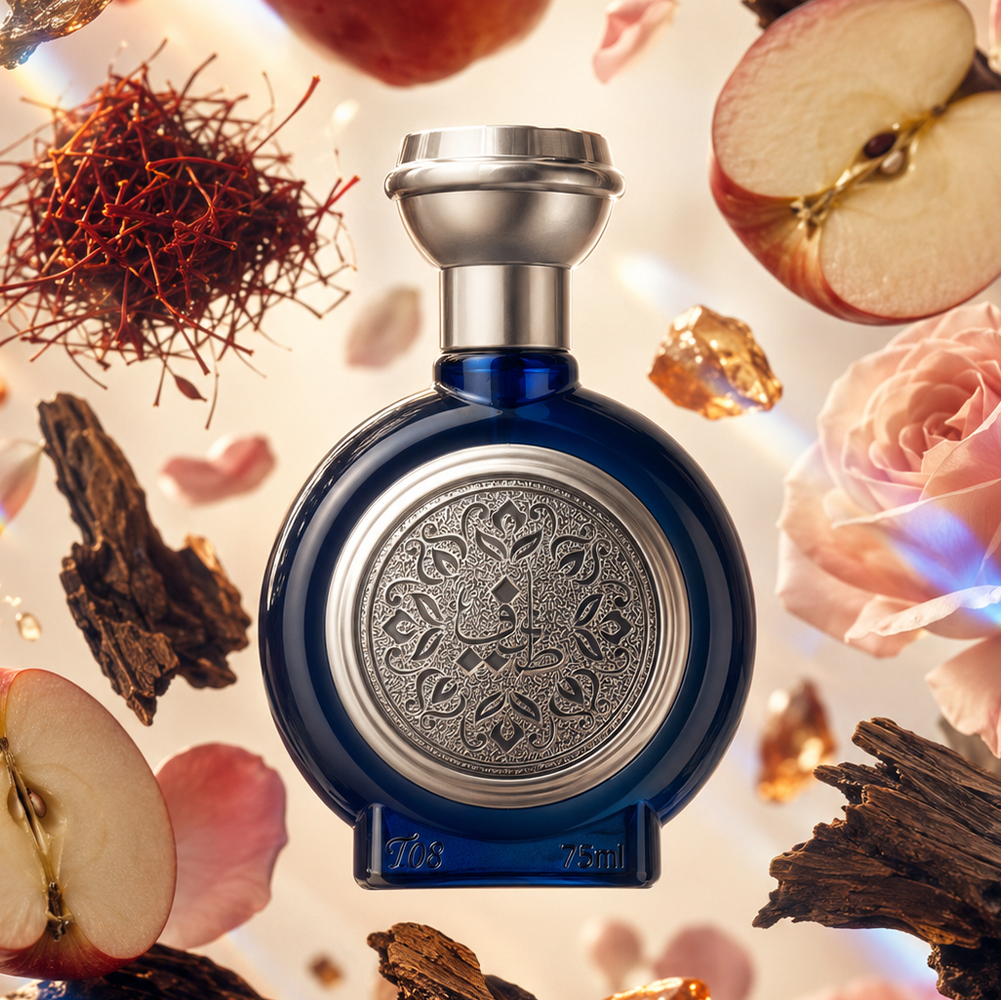 زجاجة عطر طيف 08 للنساء والرجال 75 مل محاطة بتفاح وورود، اجود انواع العطور