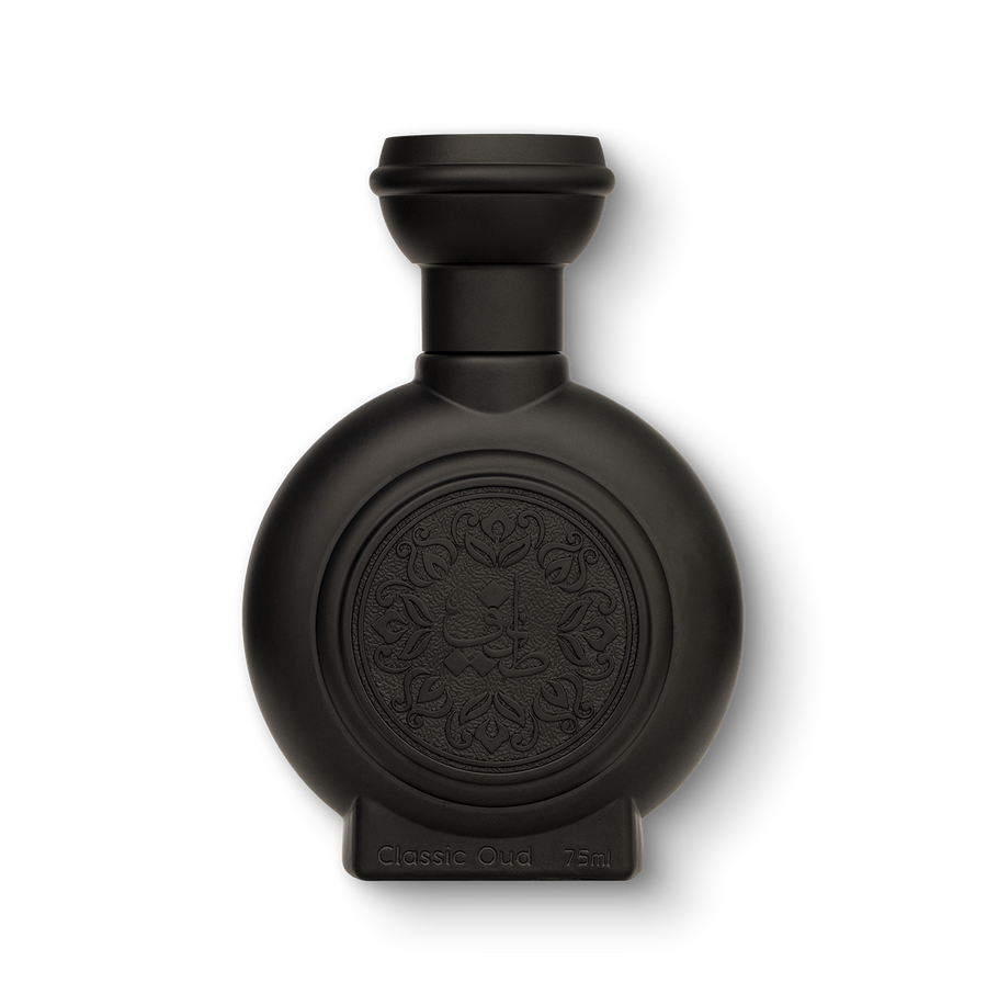 CLASSIC OUD unisex perfume bottle 75ml, black luxury perfume bottle with black embossed taif al emarat logo - elegant classic fragrances oud