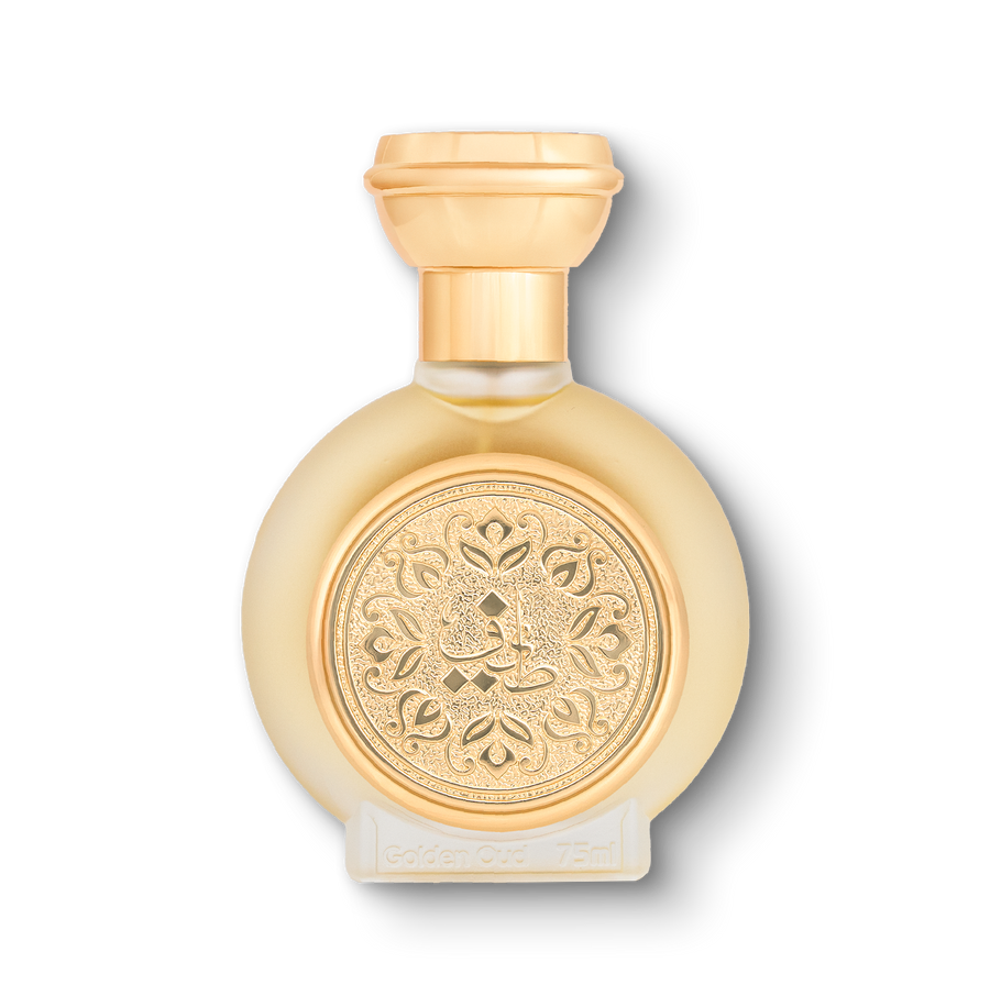 GOLDEN OUD unisex perfume bottle 75ml - premium perfume bottle with golden embossed taif al emarat logo - strong  oud gold perfume 