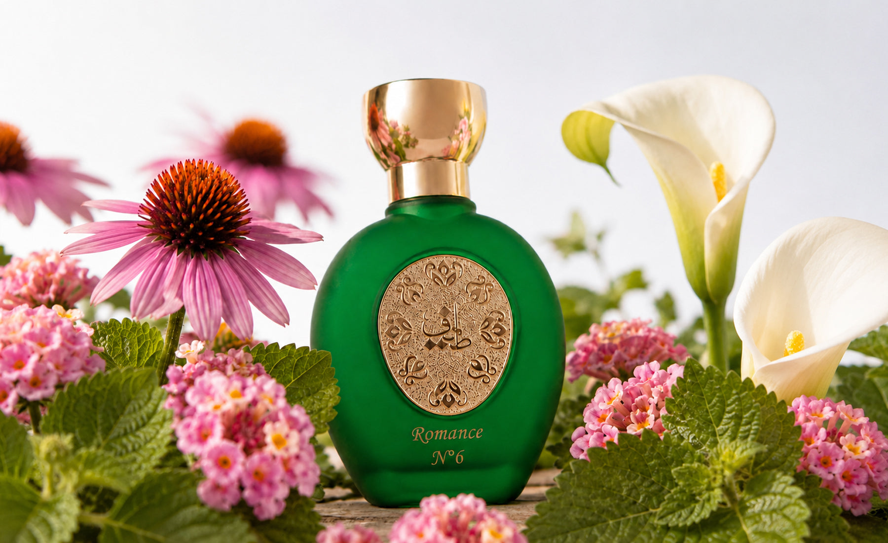 Taif Al Emarat Perfume Bottle Surrounded By Colorful Garden Flowers - Perfume UAE