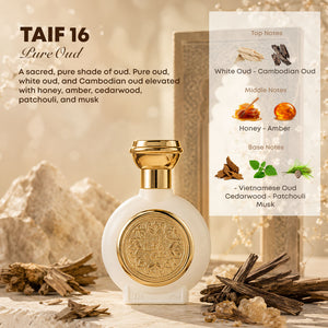 TAIF 16 unisex perfume bottle 75ml with perfume ingredients, white oud Cambodian oud, honey, amber, Vietnamese oud, cedarwood, patchouli, musk - online fragrance stores