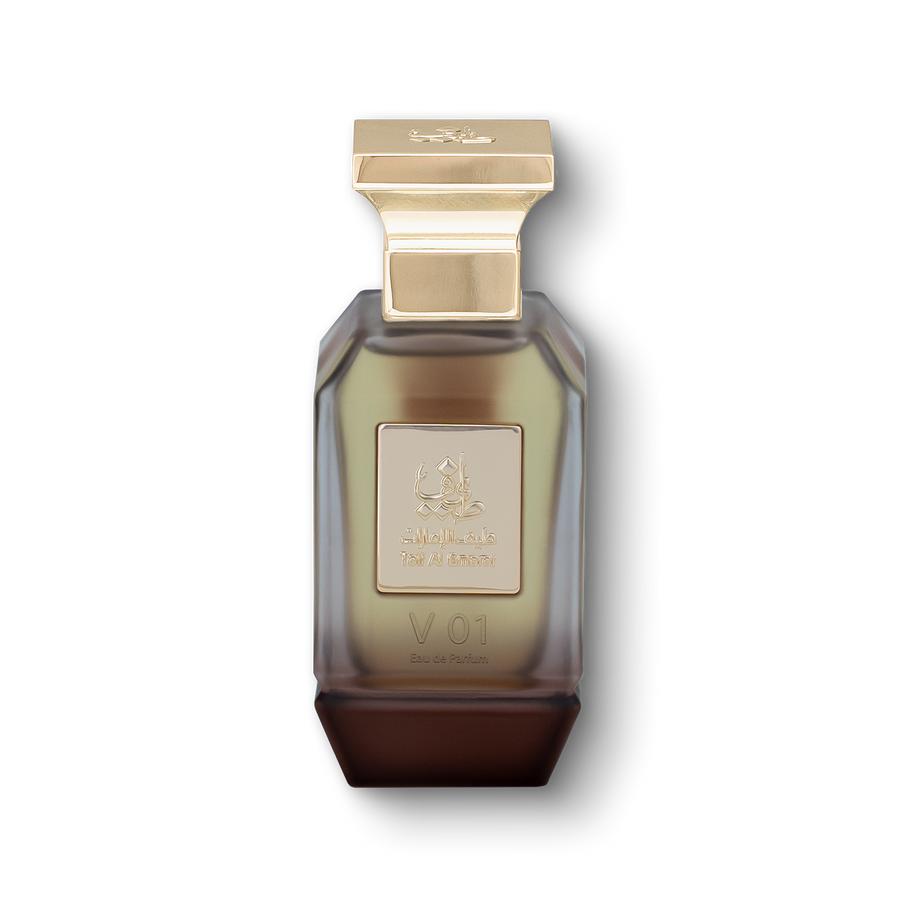 V01 unisex perfume bottle 75ml embossed with taif al emarat perfumes logo - oud perfume dubai
