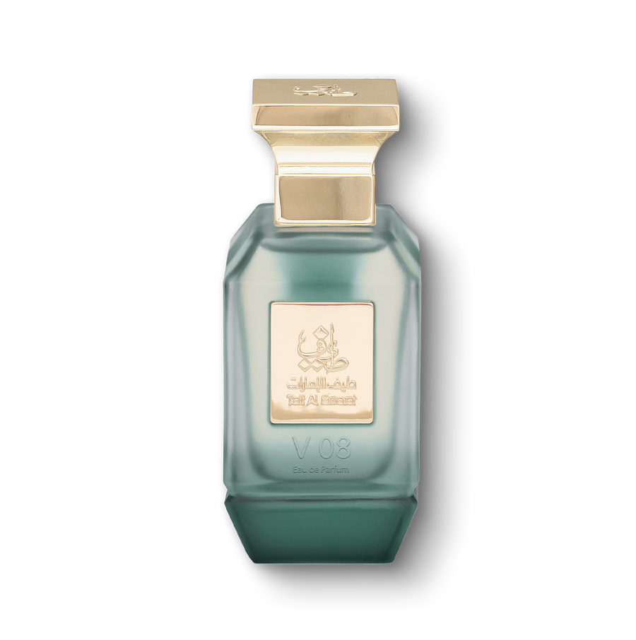 V08 unisex perfume bottle 75ml with a golden plate embossed with taif al emarat logo - best tobacco perfume in Abu Dhabi