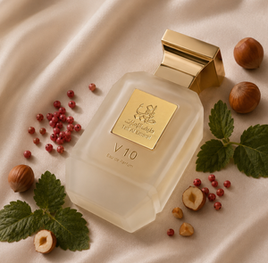 V10 unisex perfume bottle 75ml on satin among pink peppercorn, hazelnut, and patchouli - best arabian oud fragrance in dubai