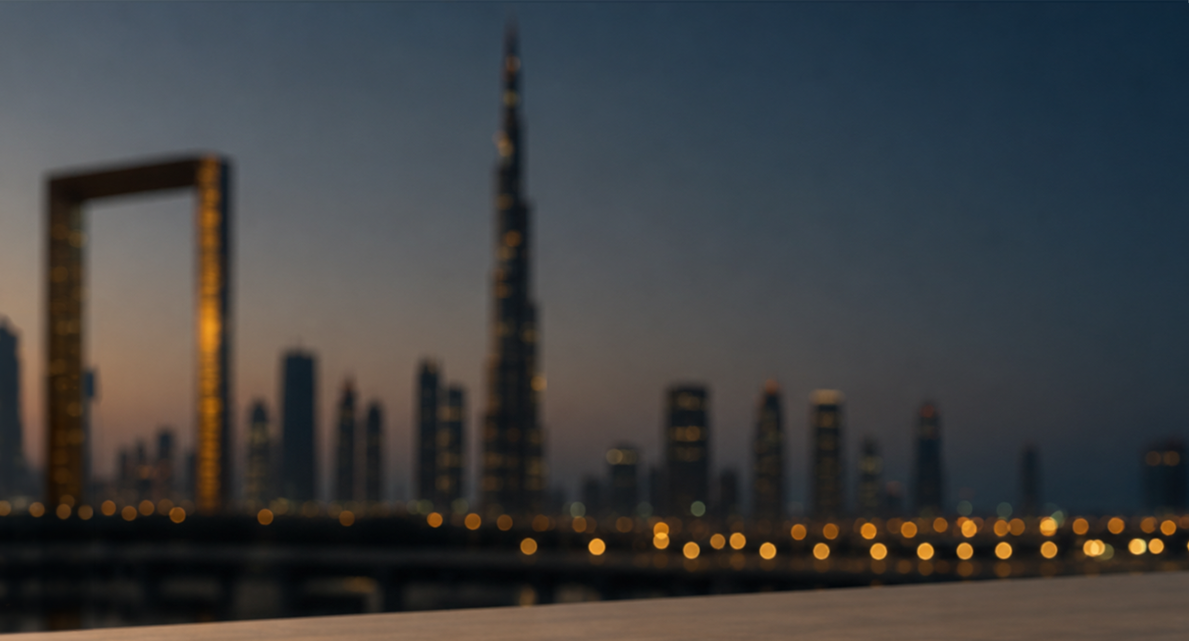 Burj Khalifa Dubai Frame Blurred City Skyline Glowing At Dusk