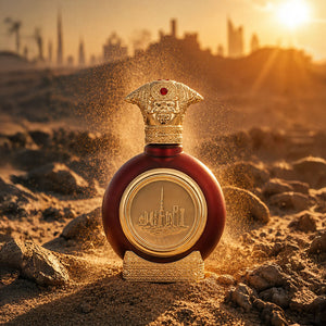 EMIRATES LAND men's perfume bottle 75ml form taif al emarat perfums glowing in a desert - luxurious iris fragrance