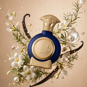Kuwait unisex perfume bottle 75ml surrounded by jasmine and pearls - best oud fragrances