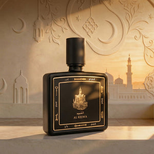 Al Keswa perfume bottle 80ml from taif al emarat perfumes on a marble edge - best arabian oud perfume