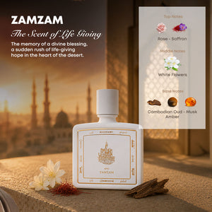 Zamzam perfume bottle 80ml, with ingredients, rose, saffron, white flowers cambodian oud, musk, amber - elegant cambodian oud perfume