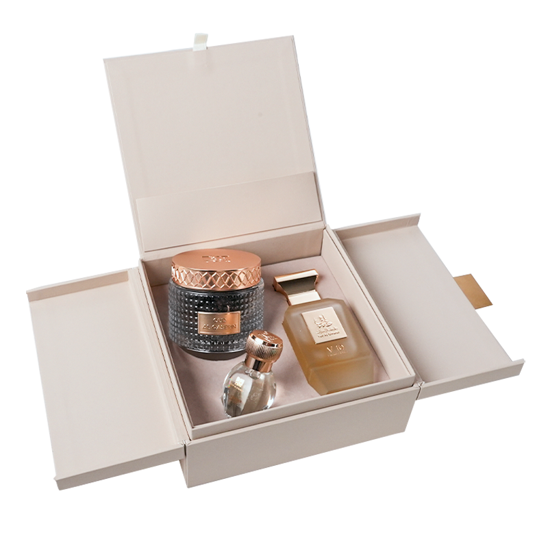 Angled gift box with rose gold accents, The Signature Collection - best luxury perfume gift sets in UAE