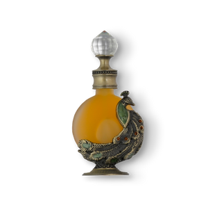 PEACOCK P002 oriental oil bottle 12ml with bronze peacock design - elegant oud oil perfume